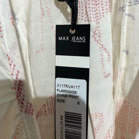 Max Jeans Multicolor Tassel Tie Neck Cold Shoulder Long Sleeve Blouse Small NWT - Picture 5 of 11